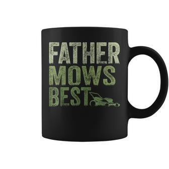 Father Mows Best Vintage Lawn Mowing Gardener Dad Lawn Mower Coffee Mug - Thegiftio UK