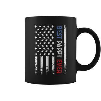 Father's Day Best Pappy Ever American Flag Distressed Coffee Mug - Thegiftio UK