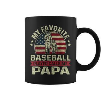 My Favorite Baseball Player Calls Me Papa Flag Father's Day Coffee Mug - Thegiftio UK