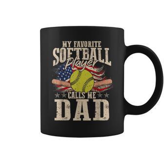 My Favorite Softball Player Calls Me Dad Father's Day Men Coffee Mug - Thegiftio UK