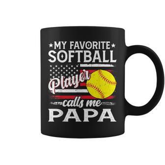 My Favorite Softball Player Calls Me Papa Us Flag Coffee Mug - Thegiftio