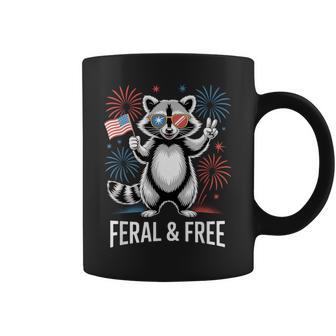 Feral And Free Raccoon Patriotic Usa America 4Th Of July Coffee Mug - Thegiftio UK