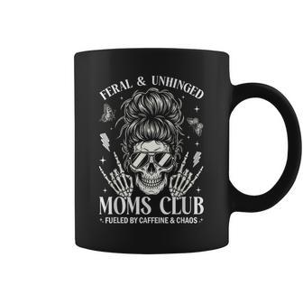 Feral And Unhinged Moms Club Mom Skeleton Coffee Coffee Mug - Monsterry