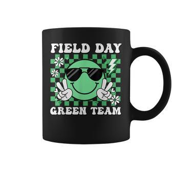 Field Day Green Team Groovy Smile Face Checkered Students Coffee Mug - Thegiftio