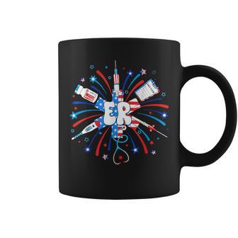 Firework 4Th Of July Patriotic Er Nurse Emergency Department Coffee Mug - Monsterry