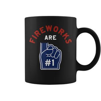 Fireworks Are Number 1 Foam Finger 4Th Of July Black Coffee Mug - Thegiftio UK