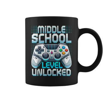 First Day Of Middle School Level Unlocked Back To School Coffee Mug - Thegiftio UK
