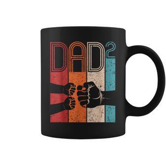 Fist Bump Dad Squared Retro Father Of Two Kids Fathers Day Coffee Mug - Thegiftio UK