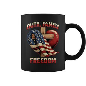 Flag With Cross Patriotic July 4Th Faith Family Freedom Coffee Mug - Thegiftio UK