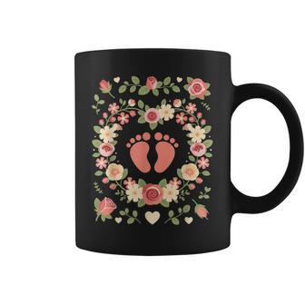 Floral Baby Feet Heart Wreath Ob Nurse Midwife Coffee Mug | Seseable UK