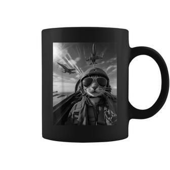 Flying Cat Selfie Fighter Pilot Meme Jet Fly Airplane Coffee Mug | Seseable UK