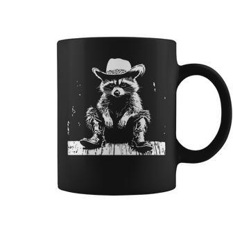 Fnnyrccoonco Raccoon Cowboy Western -Adults -Kids Black Small Short Sleeve Coffee Mug - Thegiftio UK