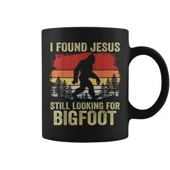 I Found Jesus Still Looking For Bigfoot Retro Vintage Coffee Mug - Monsterry