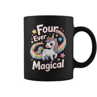 Four Ever Magical 4 Years Old Unicorn Kids 4Th Birthday Coffee Mug - Thegiftio UK
