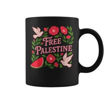 Free Palestine Gaza Boho Flower Watermelon Coffee Mug - Thegiftio UK