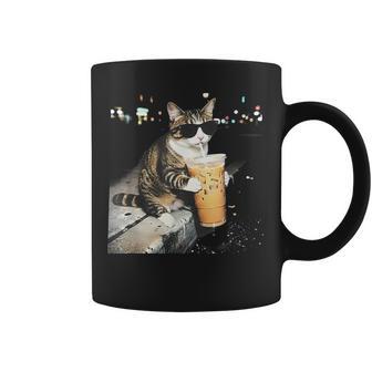Cat Drinking Iced Coffee Coffee Mug - Thegiftio UK