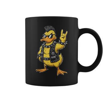 Duck Punk Rock Metal Metal Rock And Roll Música Niños In Mangas Taza de café - Regaloses