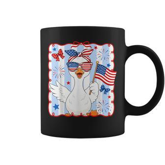 Goose 4Th Of July American Flag Preppy Girl Coffee Mug - Thegiftio UK