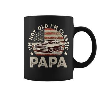 Old Car Classic American Us Flag Dad Papa Grandpa Coffee Mug - Thegiftio UK