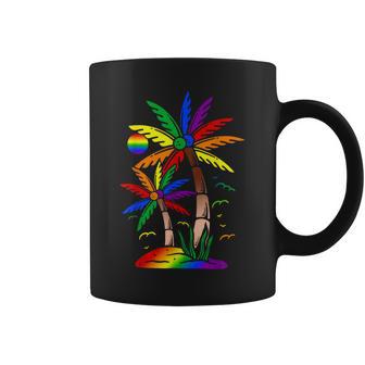 Palm Trees Rainbow Flag Gay Pride Lgbt Summer Vacation Coffee Mug - Thegiftio UK