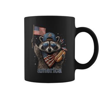 Raccoon Hot Dog American Flag 4Th Of July Coffee Mug - Thegiftio UK