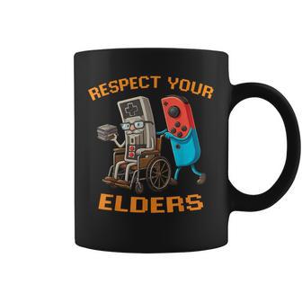 Retro Meme Respect Your Elders Gamer Video Game Coffee Mug - Thegiftio