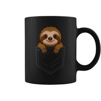Sloth Peeking In Pocket Animal Lover Kids Coffee Mug - Thegiftio UK