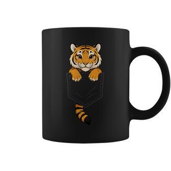 Tiger Peeking In Pocket Animal Lover Kids Coffee Mug - Thegiftio UK