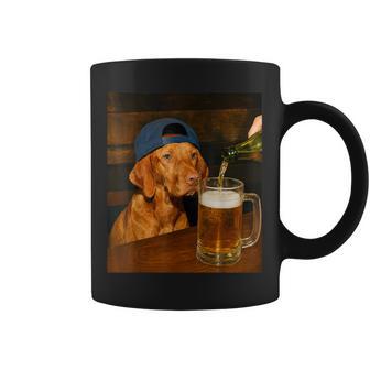 Vizsla Drinking Beer Dog Meme Humor Graphic Coffee Mug | Seseable UK