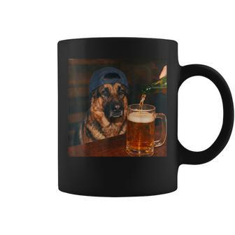 German Shepherd Drinking Beer Fathers Day Dog Meme Coffee Mug - Thegiftio UK