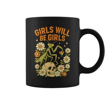 Girl Will Be Girls Praying Mantis Retro Halloween Coffee Mug - Thegiftio UK