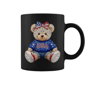 Girly 250 Years Of Freedom Teddy Bear Us Flag Anniversary Coffee Mug - Thegiftio UK
