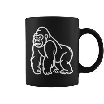 Gorilla ミニマリスト バッジ パッチライン アート 動物 コーヒーマグ - Kawaiitshirt