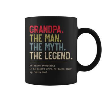 Grandpa The Man The Myth The Legend He Knows Everything Coffee Mug - Thegiftio