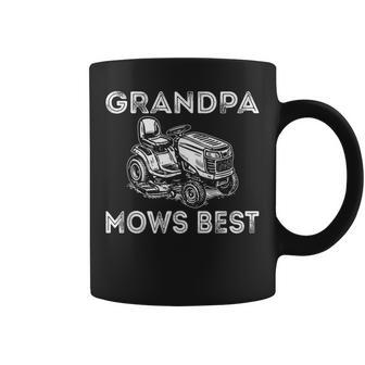 Grandpa Mows Best Vintage Lawn Mower Father's Day Coffee Mug - Thegiftio UK
