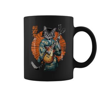 Graphique Amusant Avec Chat Jouant De La Guitare Pour Homme Et Tasse - Cadeauxyz