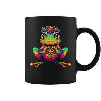 Grenouille Hippie Tie-Dye Fille Paix Années 70 Main En Forme De Cœur Tasse - Cadeauxyz