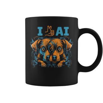 Me Gusta La Ia Perros De Inteligencia Artificial Con Pulgares Arriba Taza de café - Regaloses