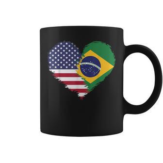 Half American Half Brazilian Usa Flag Brazil America Coffee Mug - Thegiftio UK