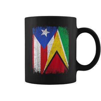 Half Puerto Rico Guyana Flag Guyanese Pride Roots Coffee Mug - Thegiftio UK
