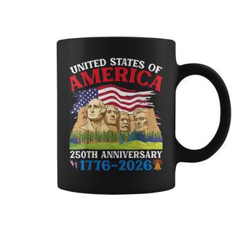 Happy 250 Anniversary From 1776 To 2026 Mount Rushmore Flag Coffee Mug - Thegiftio UK