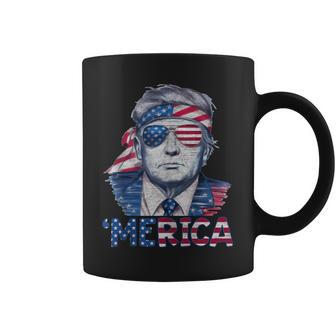 Happy 4Th Of July Donald Trump 'Merica Usa Flag Sunglass Coffee Mug - Thegiftio UK