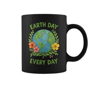 Happy Earth Day Every Day Environment Floral Earth Day 2026 Coffee Mug - Monsterry AU