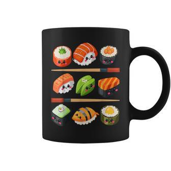 Happy Sushi Anime Kawaii Set Japanese Food Lover Otaku Manga Coffee Mug - Monsterry