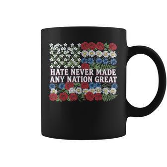 Hate Never Made Any Nation Great Resist Floral American Flag Coffee Mug - Thegiftio UK
