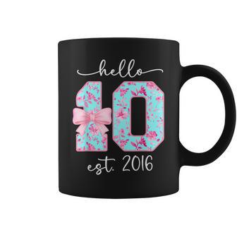 Hello Ten Est 2016 10Th Birthday Bow Pink Girl Turning 10 Coffee Mug - Thegiftio UK