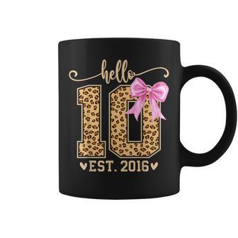 Hello Ten Est 2016 10Th Birthday Leopard Bow 10 Year Girl Coffee Mug - Thegiftio UK