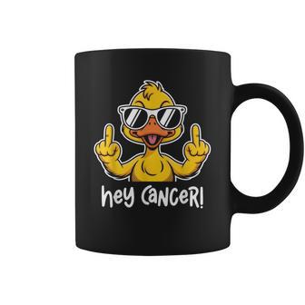 Hey Cancer F U Sunglasses Duck Flipping The Bird F Ck Cancer Coffee Mug - Thegiftio UK