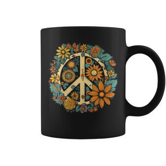 Hippie Daisy Panneau De Paix Rétro Fleur Tournesol Tasse - Cadeauxyz