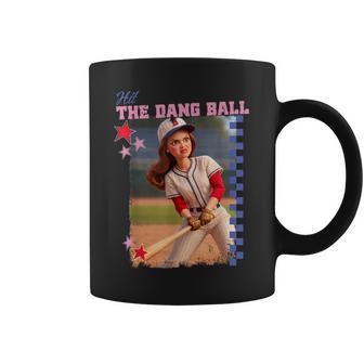 Hit The Dang Ball Baseball Mom Softball Doll Face Meme Coffee Mug - Thegiftio UK